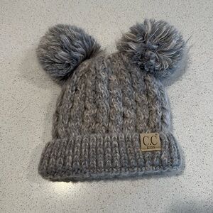 C.C. Kids Gray Pom-Pom Hat